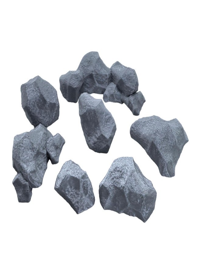XJPONGC 7PCS Stone Boulder Bundle,Rock Terrain 40K DND Terrain Scenery for Tabletop 28mm Miniatures Wargame 3D Printed Paintable Grey - Image 1